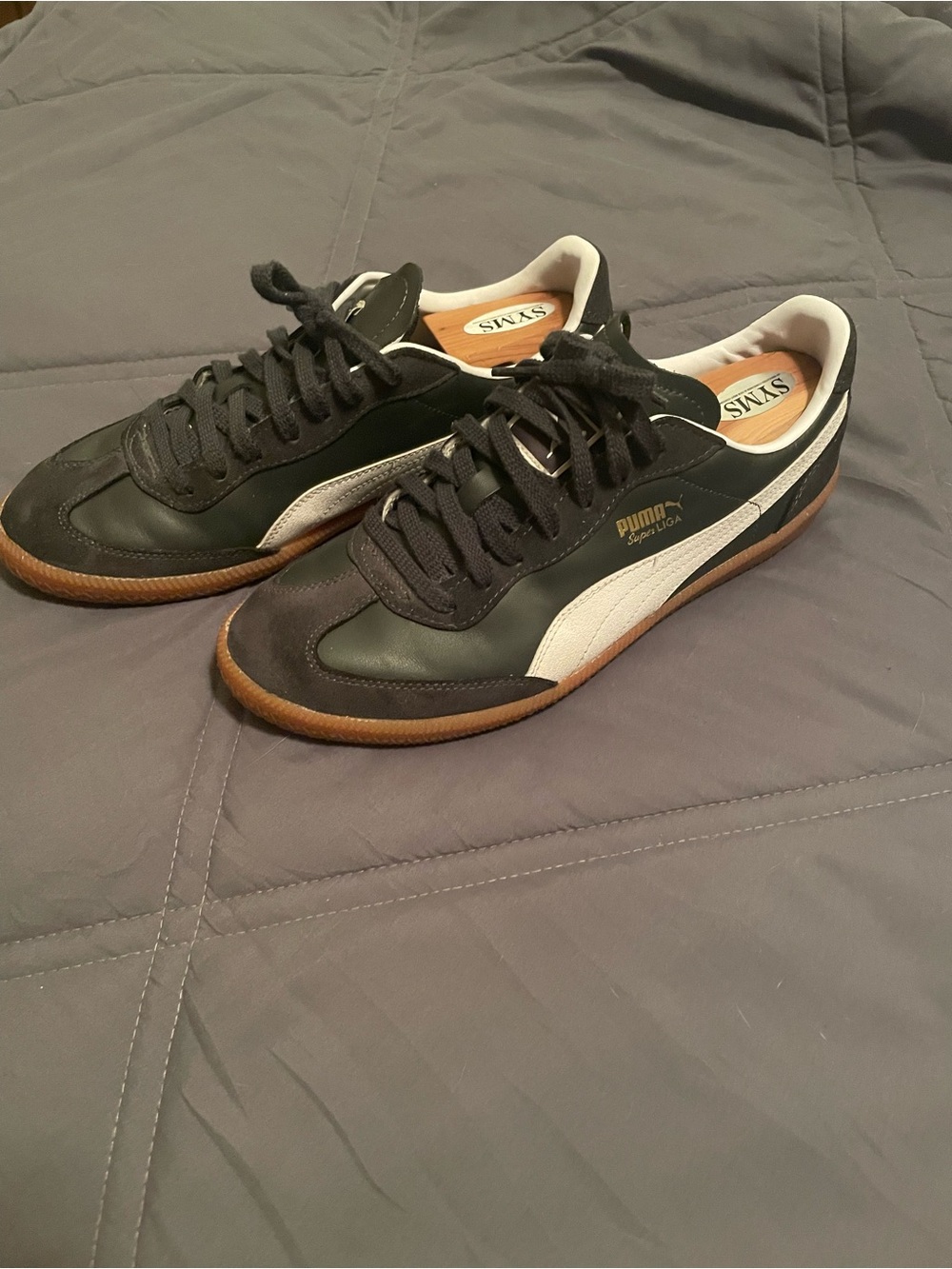 Puma Black White Gum-Trim Classic Low-Profile Sneaker